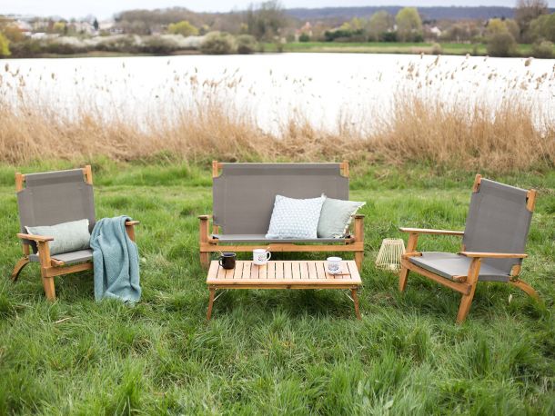 Salon de jardin acacia et toile