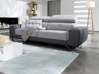 Photo Canape 3 Places Baltic Pu Graphite/tissu Gris