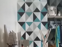 Photo Papier Peint Intisse Polygone Bleu / Noir