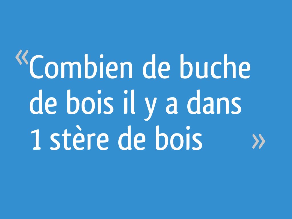 Combien de buche de bois il y a dans 1 stère de bois