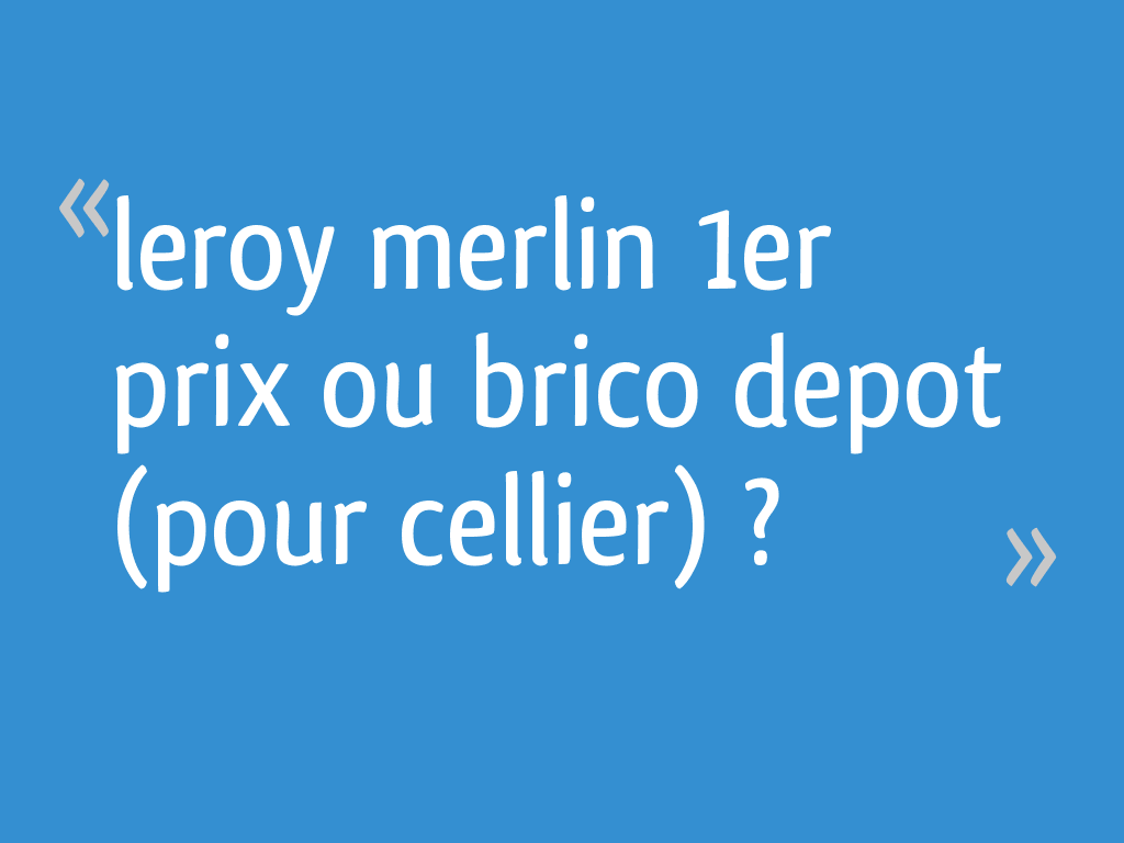 Leroy Merlin 1er Prix Ou Brico Depot Pour Cellier