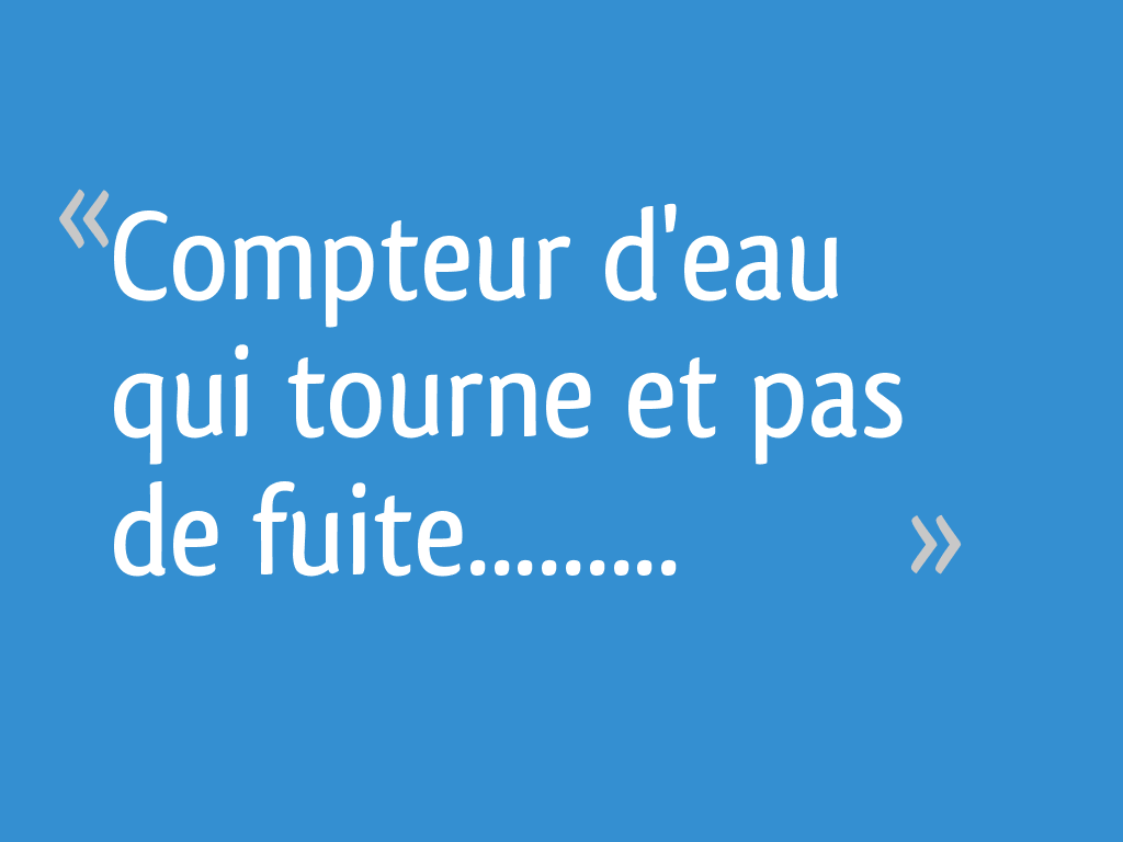Compteur Deau Qui Tourne Et Pas De Fuite 32 Messages