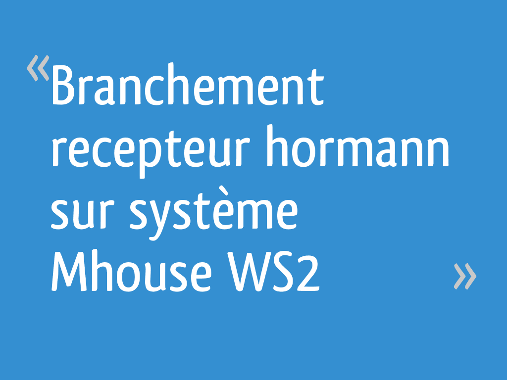 Branchement recepteur hormann sur système Mhouse WS2 7 messages — free download