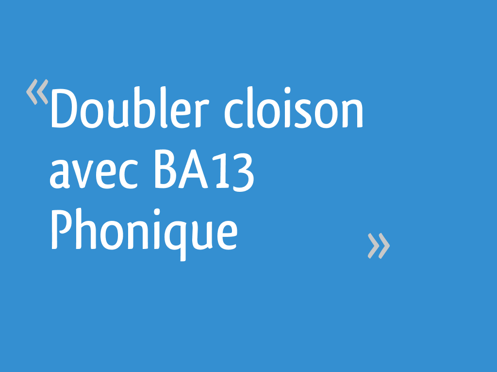 Doubler cloison avec BA13 Phonique 10 messages — free download
