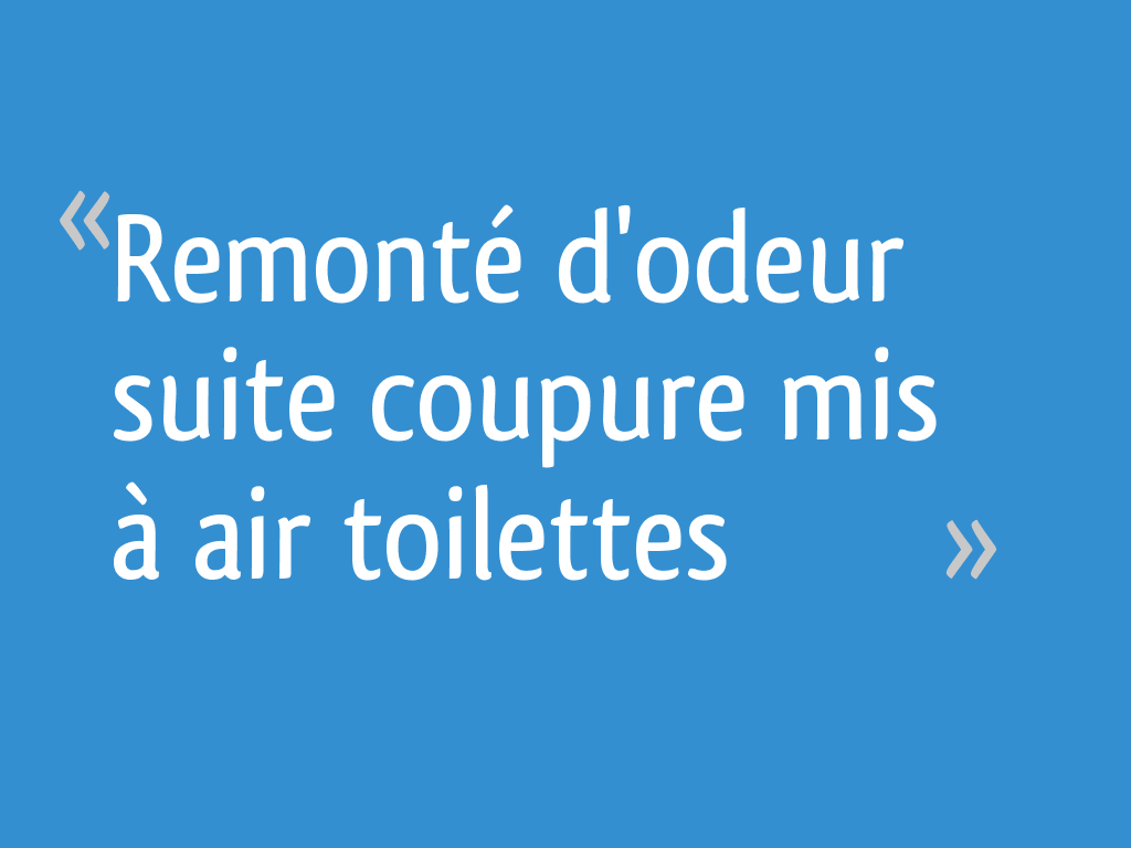 Remonté d'odeur suite coupure mis à air toilettes 14 messages — free download