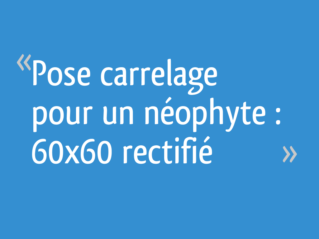 Pose Carrelage Pour Un Néophyte 60x60 Rectifié 12 Messages
