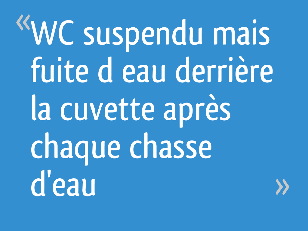 Wc Suspendu Mais Fuite D Eau Derriere La Cuvette Apres Chaque Chasse D Eau 16 Messages