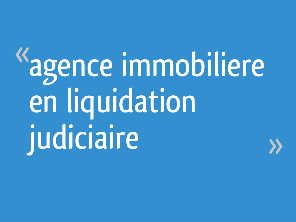 Agence immobiliere en liquidation judiciaire 7 messages