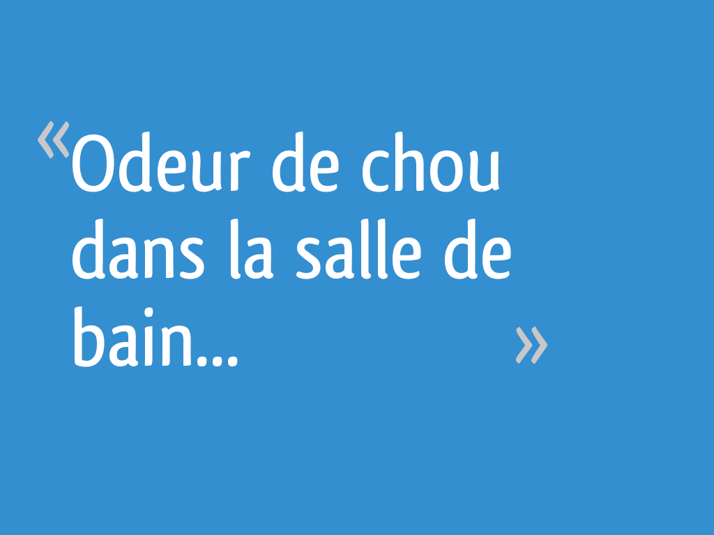 Odeur de chou dans la salle de bain... 6 messages