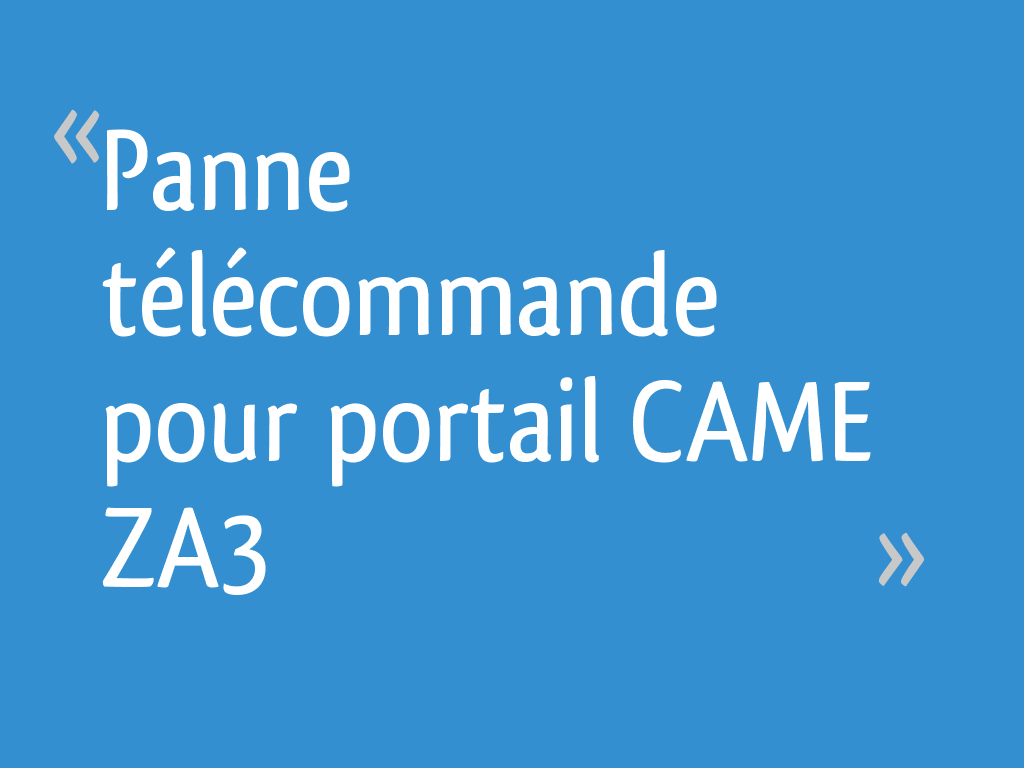 Panne pour portail CAME ZA3 7 messages — free download