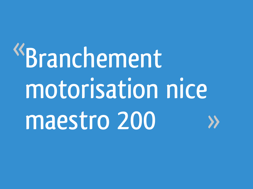 Branchement motorisation nice maestro 200 — free download