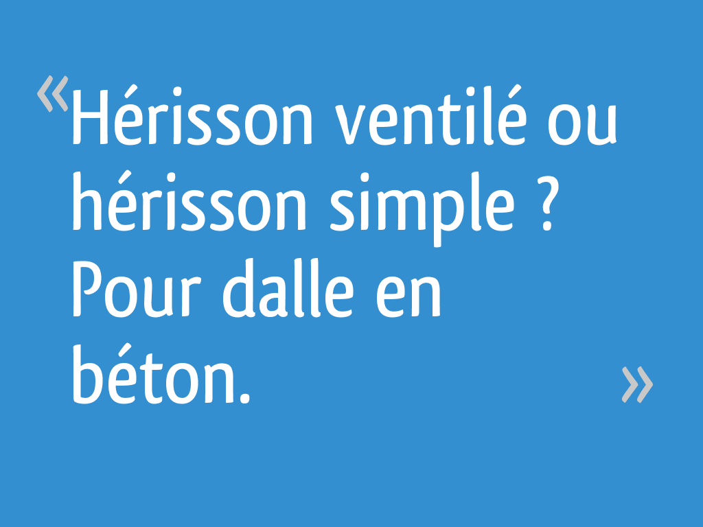 Hérisson ventilé ou hérisson simple ? Pour dalle en béton. 4 messages — free download