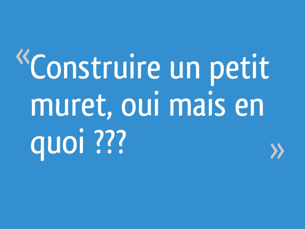 Construire un petit muret, oui mais en quoi ??? - 20 messages