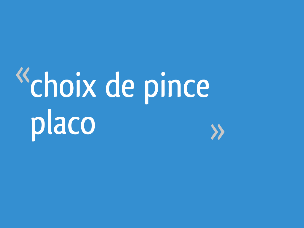 Choix De Pince Placo 7 Messages