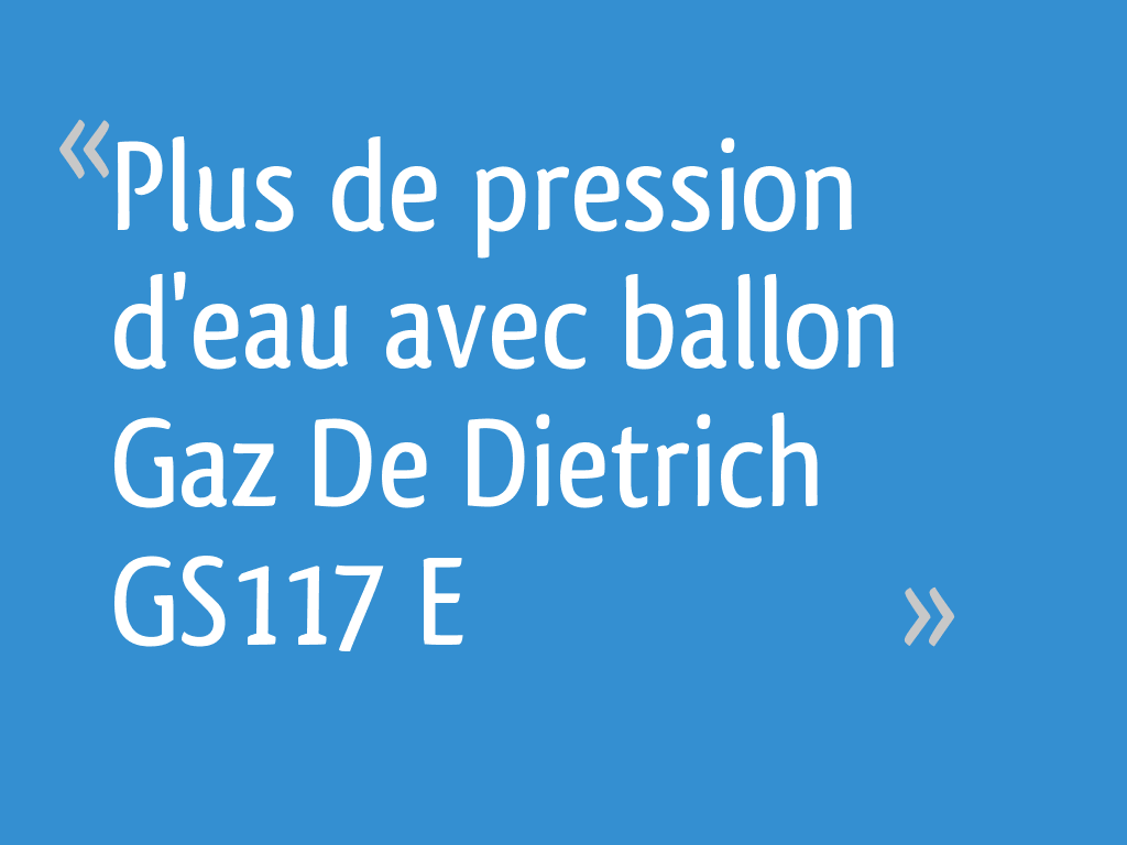 Plus de pression d