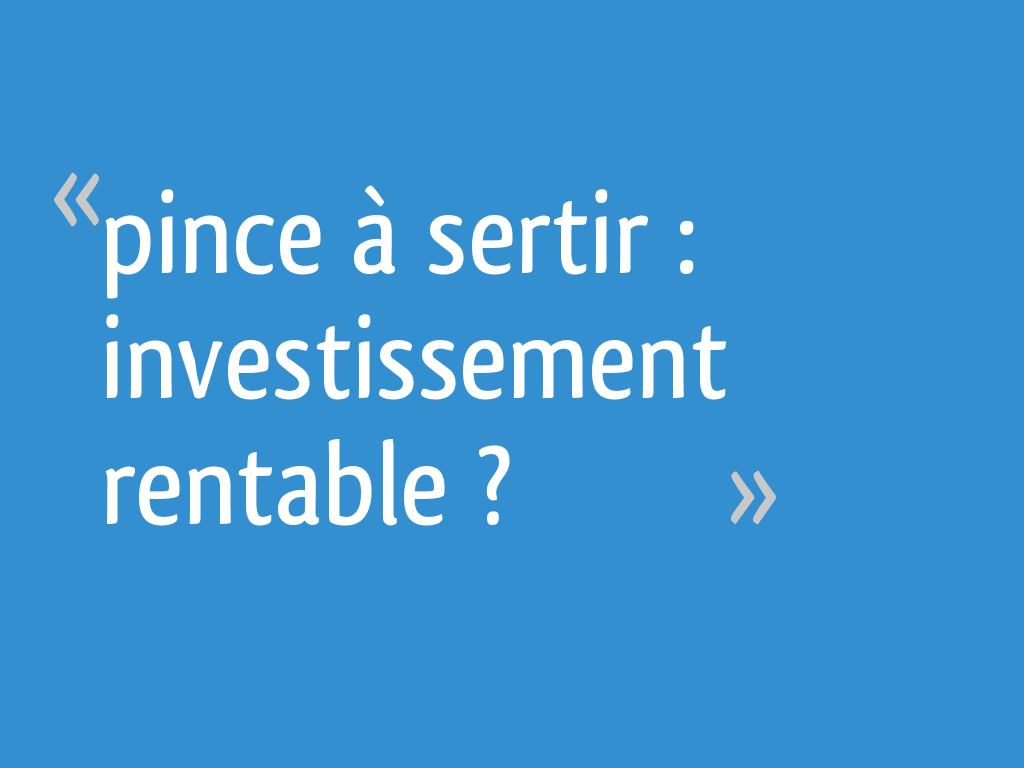 Pince A Sertir Investissement Rentable 16 Messages