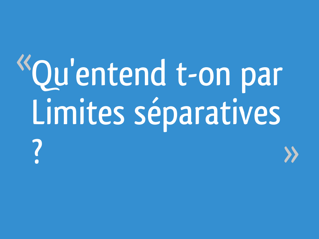 Qu'entend ton par Limites séparatives ? 16 messages